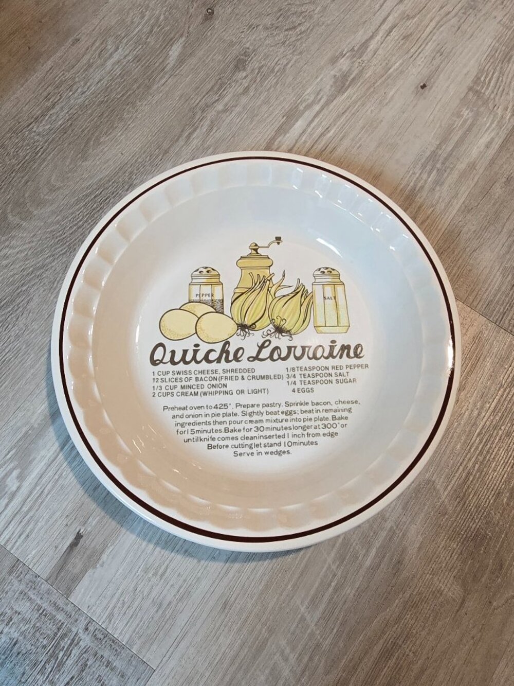 Vintage Manoir Collection Quiche Lorraine Recipe Ceramic Pie Dish Plate